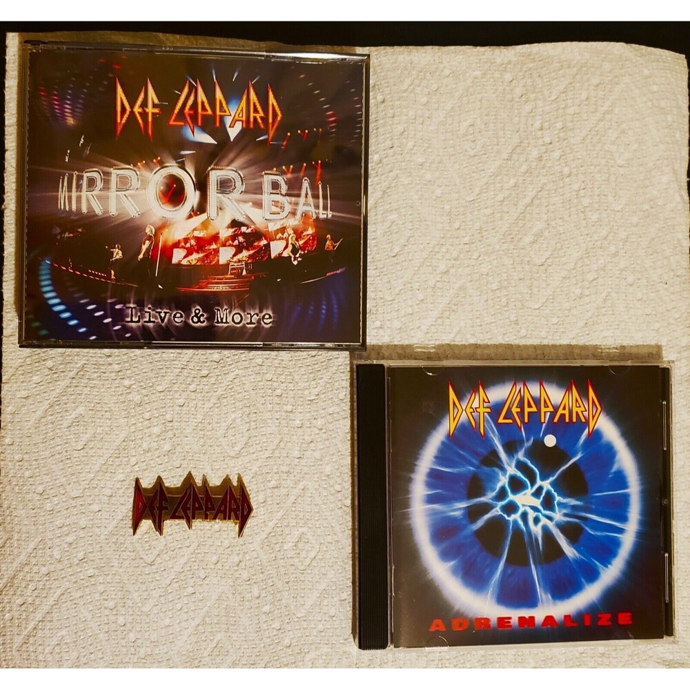 Def Leppard Collectors Dream Heavy Metal CDs & Pin Adrenalize & Mirror Ball Live